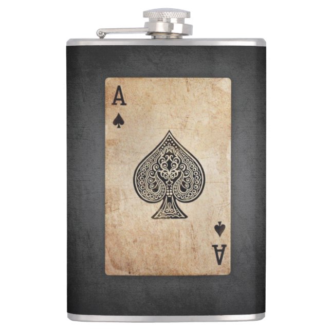 Ace of spades throw pillow flask (Front)