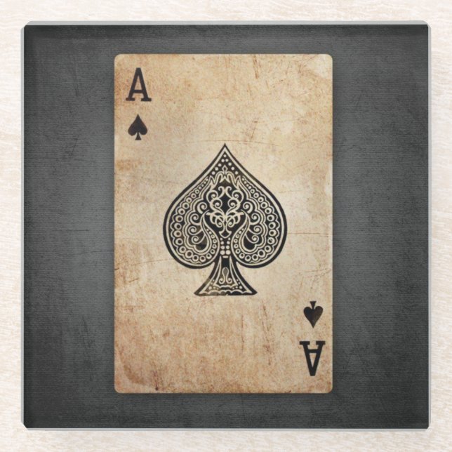 Ace of spades throw pillow glass coaster (Front)