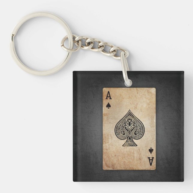 Ace of spades throw pillow keychain (Front)