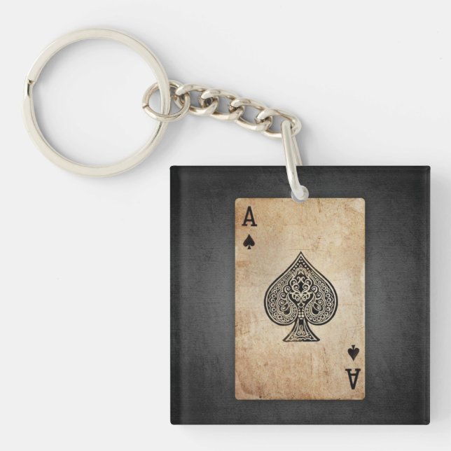 Ace of spades throw pillow keychain (Front)