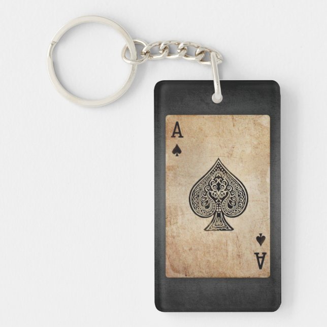 Ace of spades throw pillow keychain (Front)