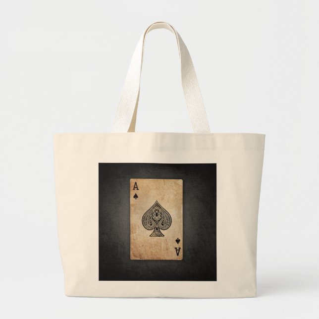 Ace of spades throw pillow large tote bag (Front)