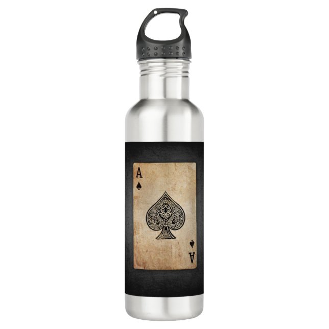 Ace of spades throw pillow stainless steel water bottle (Front)