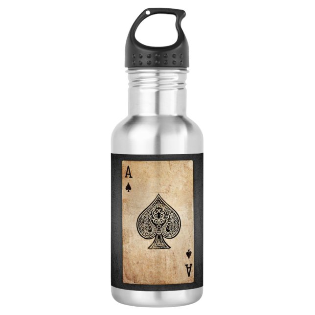 Ace of spades throw pillow stainless steel water bottle (Front)