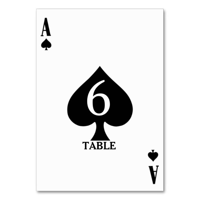 Ace of Spades Vegas Casino Wedding Menu+Table Table Number (Front)