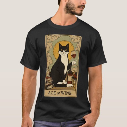 Ace of Wine Cats Tarot T_Shirt