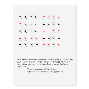 Ace playing card design temporary tattoos