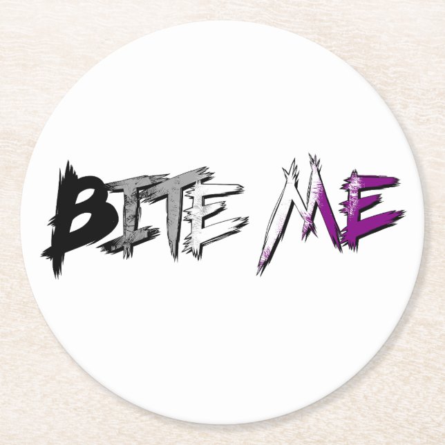 Ace Pride Bite Me Round Paper Coaster (Front)