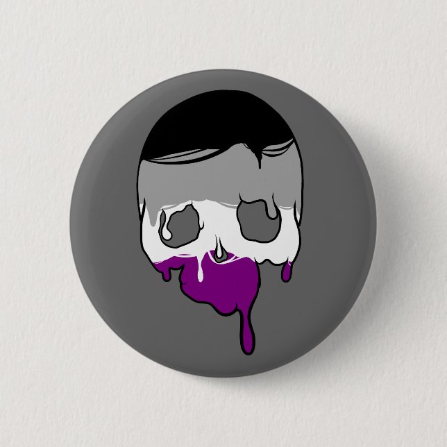 Ace Pride Dripping Skull Button (Front)