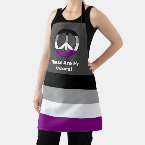Ace pride flag and peace sign with a custom text apron