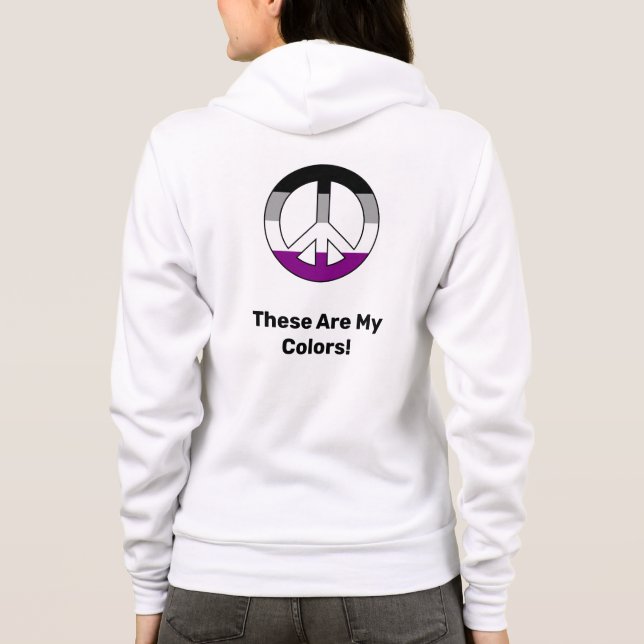 Ace pride flag and peace sign with a custom text hoodie (Back)