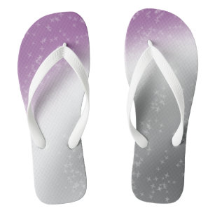 Ace Pride Glitter Sparkle Gradient Abstract Purple Flip Flops