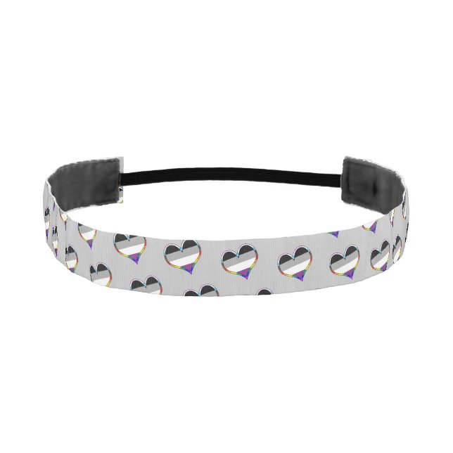 Ace Pride Heart Pattern Athletic Headband (Front)
