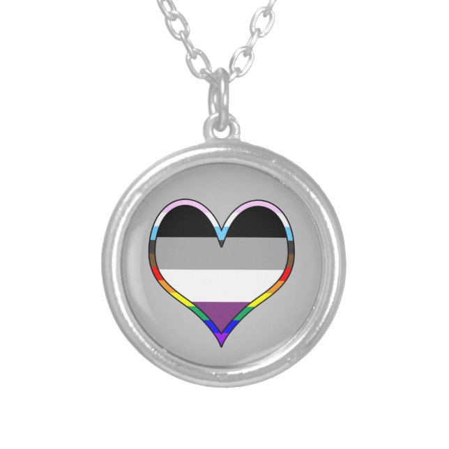 Ace Pride Heart Silver Plated Necklace (Front)