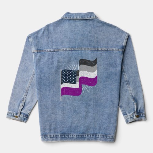 Ace Pride Month Asexual Us Flag Queer Lgbtqia Asex Denim Jacket