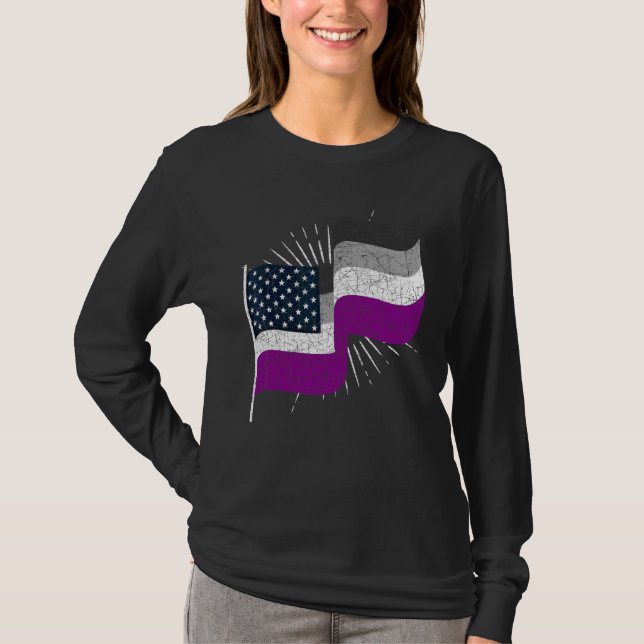 Ace Pride Month Asexual Us Flag Queer Lgbtqia Asex T-Shirt (Front)