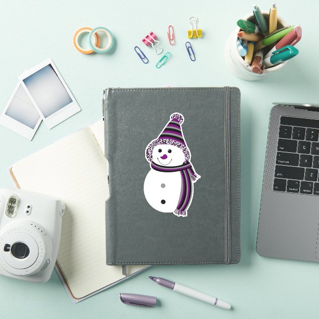 Ace Pride Snowman Snowperson Purple Grey White Sticker (iPad Cover)