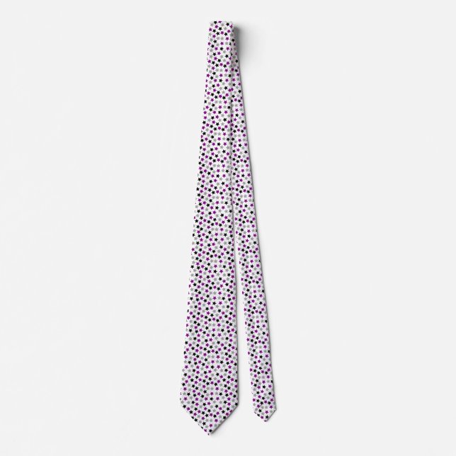 Ace Pride Stars Purple Gray Black White Neck Tie (Front)