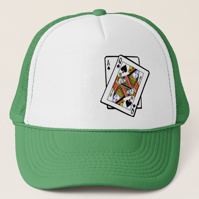 Ace & Queen of Spades 21st Birthday Born In 2002 Trucker Hat (Front)