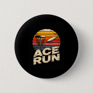 Ace Run Retro Disc Golf Sket Ace Run Sunset  Button