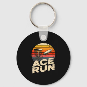 Ace Run Retro Disc Golf Sket Ace Run Sunset Keychain