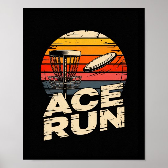 Ace Run Retro Disc Golf Sket Ace Run Sunset  Poster (Front)