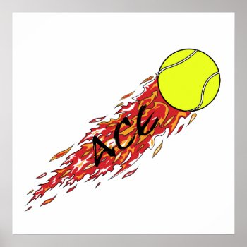 Ace Tennis Ball On Fire Flames Poster by sports_shop at Zazzle