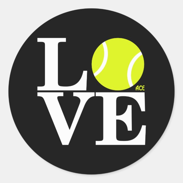 Ace Tennis LOVE Classic Round Sticker (Front)