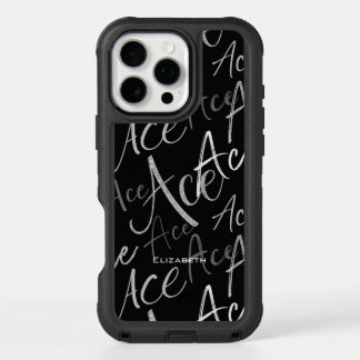 ace text typographic pattern gray volleyball iPhone 16 pro max case