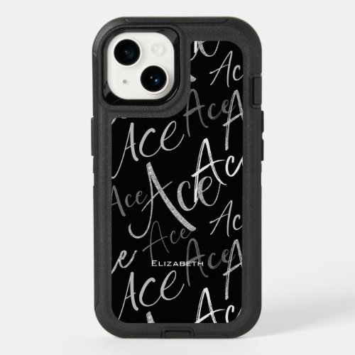 ace text typographic pattern gray volleyball OtterBox iPhone 14 case