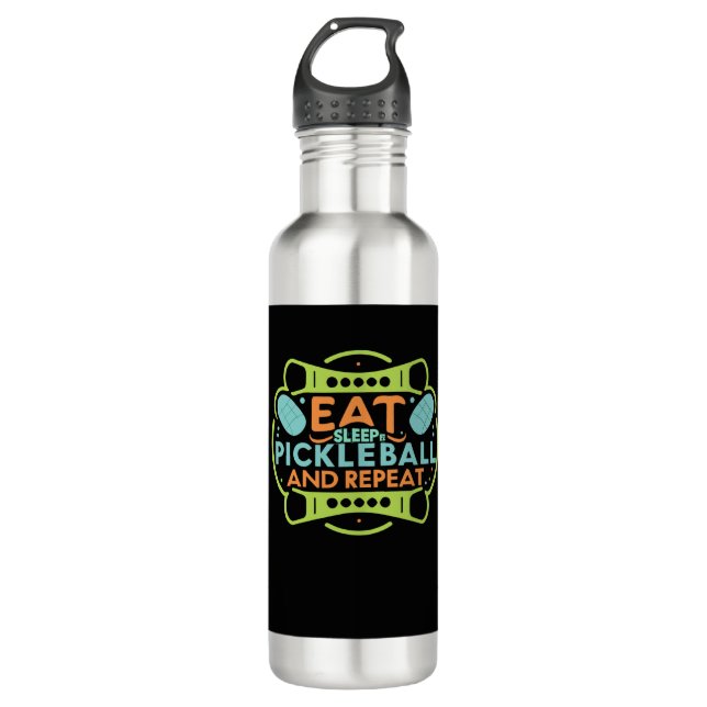 Ace the Court with Pickleball   Stainless Steel Water Bottle (Front)