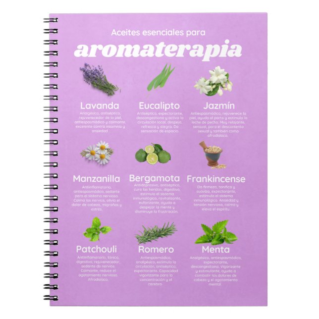 Aceites esenciales aromaterapia español lavanda notebook (Front)