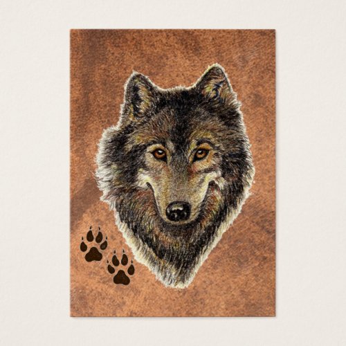 ACEO ATC Original Watercolor Grey Wolf