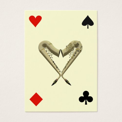 ACEO ATC Saxophones of Hearts Diamond, Spade, Club Business Card Template