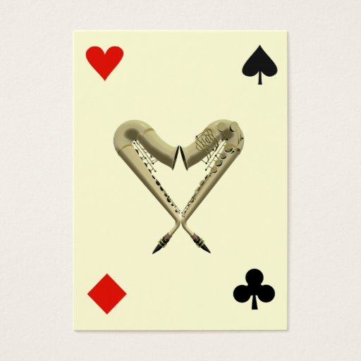Customizable ACEO ATC Saxophones of Hearts Diamond, Spade, Club Business Card Template