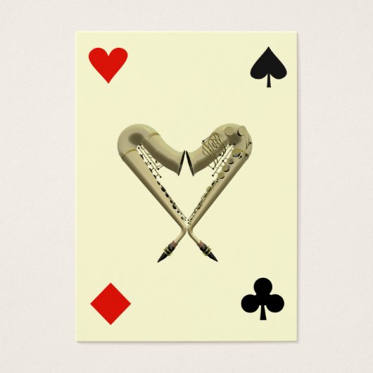 ACEO ATC Saxophones of Hearts Diamond, Spade, Club (Front)