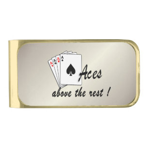 Aces Above the Rest Antique Gold Finish Money Clip