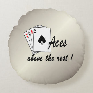 Aces Above the Rest Antique Gold Round Pillow