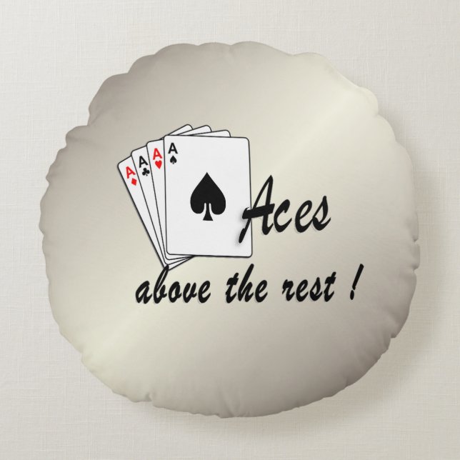 Aces Above the Rest Antique Gold Round Pillow (Front)
