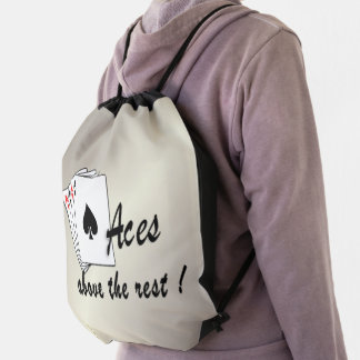 Aces Above the Rest Gold Drawstring Bag