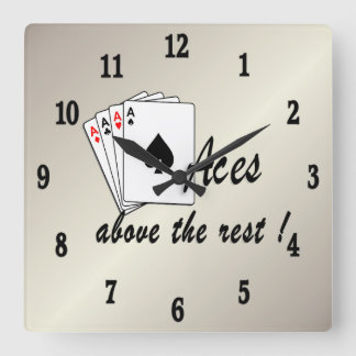 Aces Above the Rest Gold Square Wall Clock
