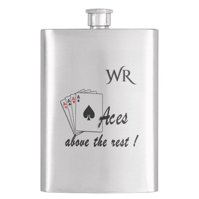 Aces Above the Rest Monogrammed  Flask (Front)