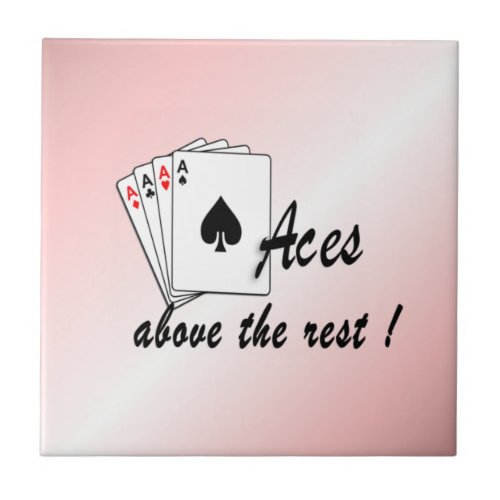 Aces Above the Rest Red Ceramic Tile