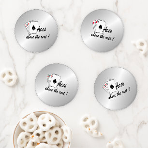 Aces Above the Rest Silver Coaster Set