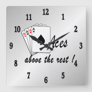 Aces Above the Rest Silver Square Wall Clock