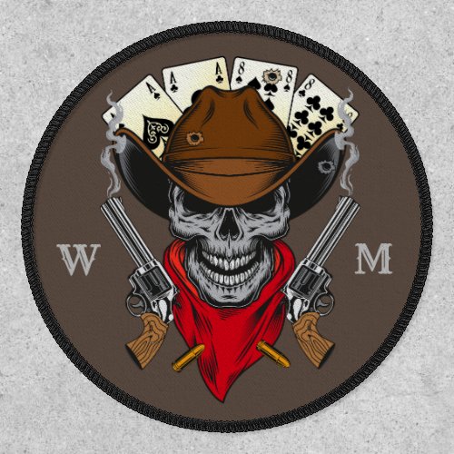 Aces And Eights Cowboy Skull Custom Monogram Patch
