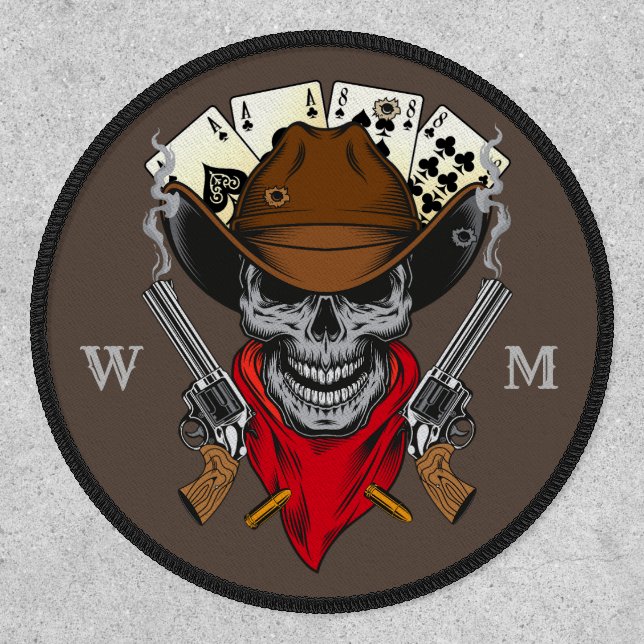 Aces And Eights Cowboy Skull Custom Monogram Patch (Front)