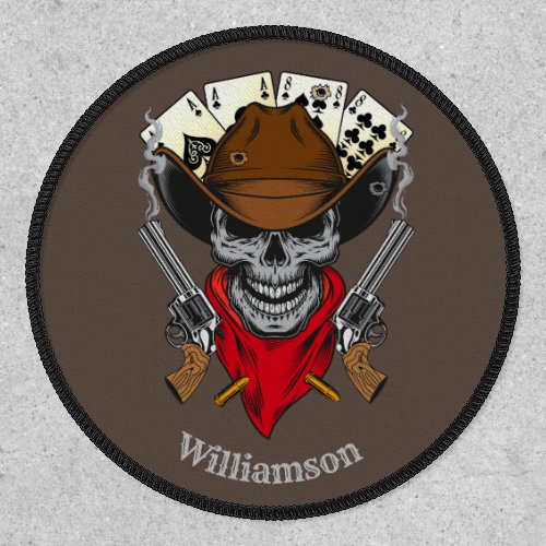 Aces And Eights Cowboy Skull Custom Name Patch