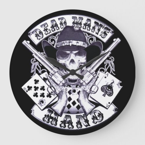 Aces and Eights Cowboy Skull Large Clock