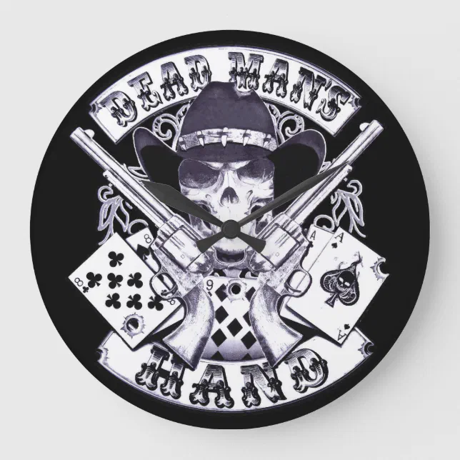 Aces and Eights Cowboy Skull Large Clock Zazzle